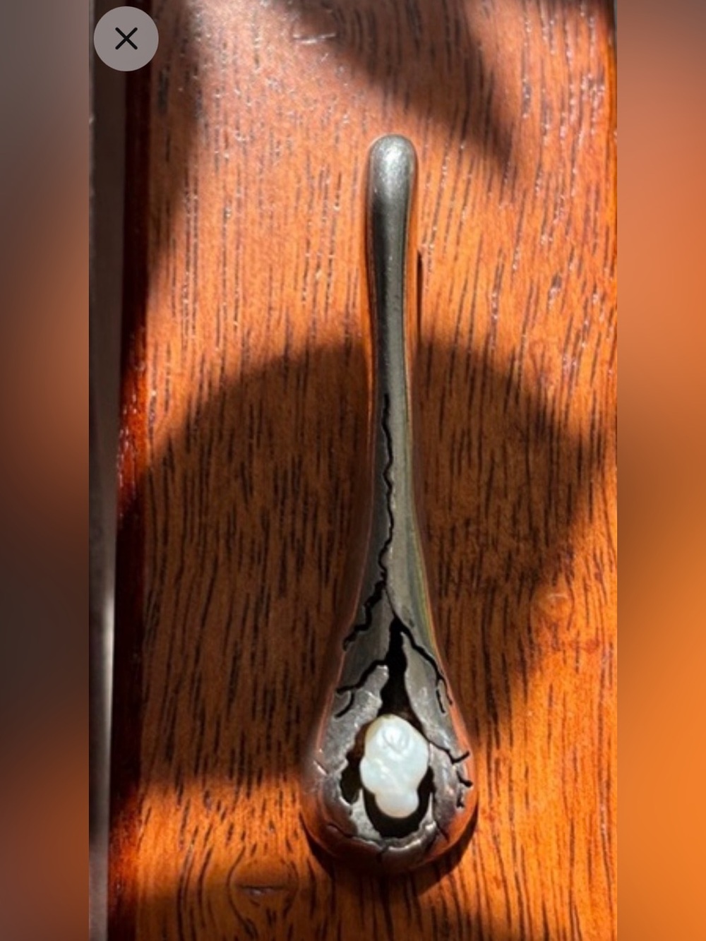 Sterling Silver Teardrop Pendant with White Pearl Accent